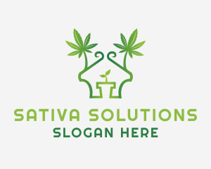 House Marijuana Pot logo design