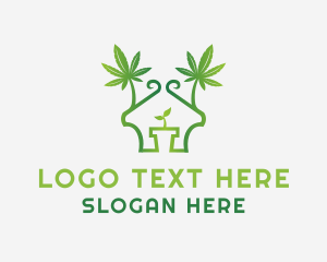 High - House Marijuana Pot logo design