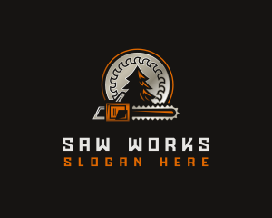 Chainsaw Lumberjack Carpentry logo design