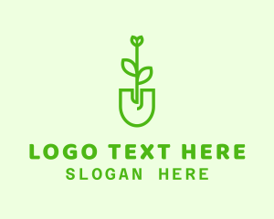 Organic - Gardening Shovel Sprout logo design