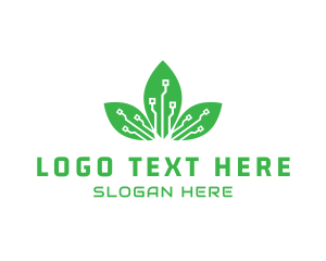 Environmental - Digital Leaf Circuit logo design