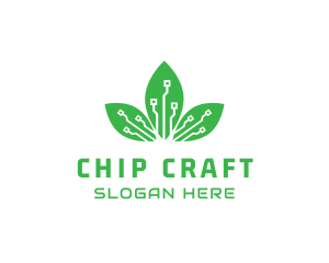 Chip - Digital Leaf Circuit logo design