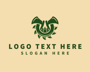 Log - Saw Blade Axe Woodworking logo design