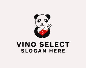 Sommelier - Panda Juice Bottle logo design