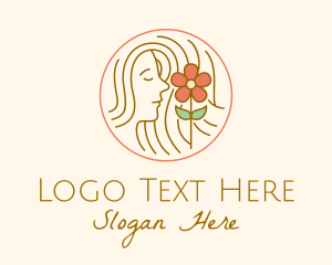 Makeup Artist - Minimalist Lady Flower logo design