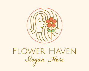 Minimalist Lady Flower logo design