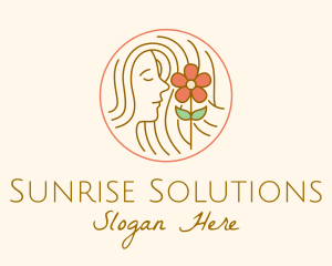 Minimalist Lady Flower logo design