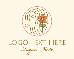 Lady - Minimalist Lady Flower logo design
