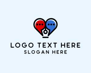 Dialogue - Heart Pen Chat logo design