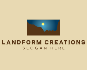 Landform - Mountain Range Moon logo design