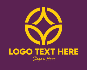 Plant - Golden Elegant Flower Circle logo design
