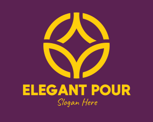 Golden Elegant Flower Circle logo design