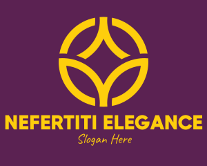 Golden Elegant Flower Circle logo design