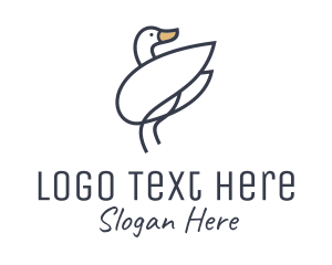 Lake - Monoline Swan Bird logo design