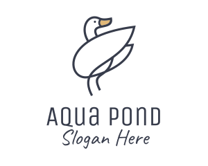 Pond - Monoline Swan Bird logo design