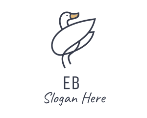 Monoline Swan Bird logo design