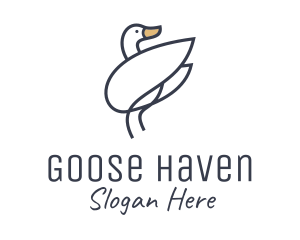 Goose - Monoline Swan Bird logo design