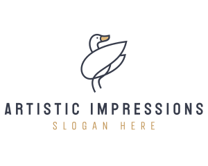 Monoline Swan Bird logo design