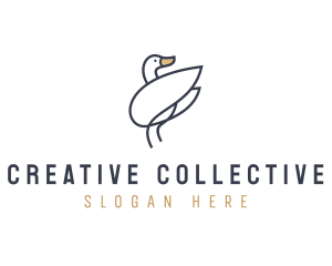 Monoline Swan Bird logo design