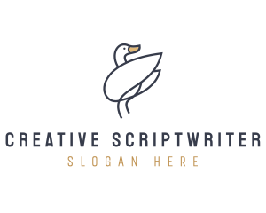 Monoline Swan Bird logo design