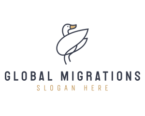 Monoline Swan Bird logo design