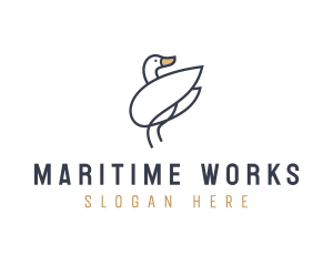 Monoline Swan Bird logo design