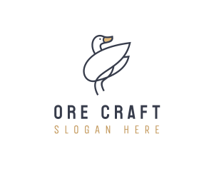 Monoline Swan Bird logo design