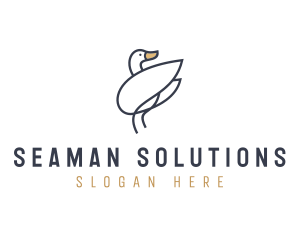 Monoline Swan Bird logo design