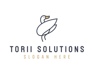 Monoline Swan Bird logo design