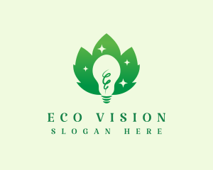 Green Eco Light Bulb logo design