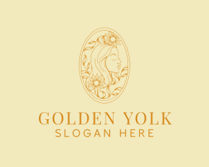 Floral Golden Woman logo design