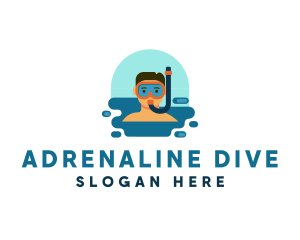 Snorkel Man Diving logo design