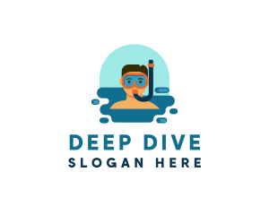 Snorkel Man Diving logo design