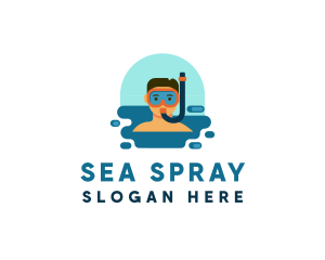 Snorkel Man Diving logo design