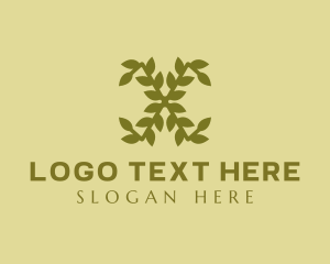 Plant - Gold Leafy Letter X logo design