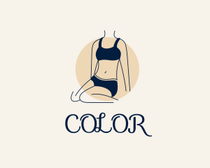 Curves - Pretty Sitting Woman logo design