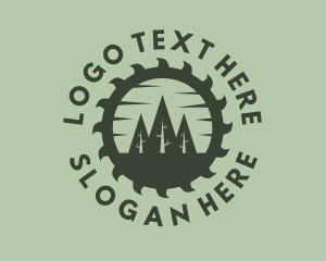 Lumberjack - Green Forest Circular Saw logo design