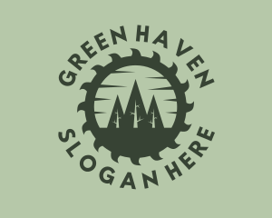 Forest - Green Forest Circular Saw logo design