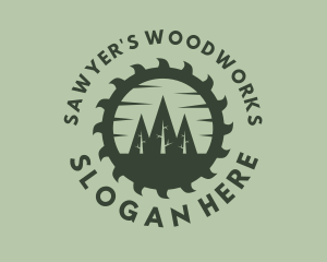 Sawyer - Green Forest Circular Saw logo design