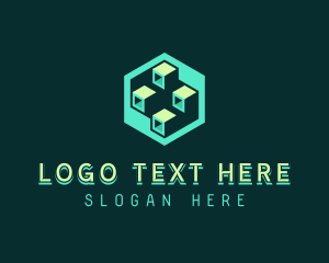 Three-dimensional - Digital Software Cube logo design