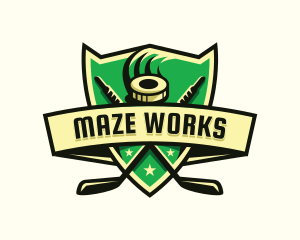 Ice Hockey Puck Emblem Logo