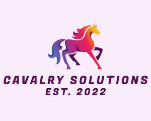 Cavalry - Gradient Horse Riding logo design