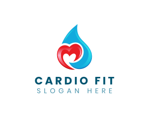 Cardio - Heart Water Droplet logo design