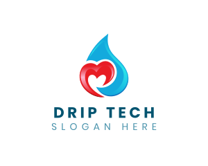 Heart Water Droplet logo design