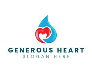 Heart Water Droplet logo design