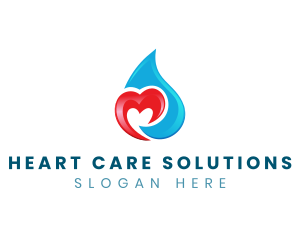 Heart Water Droplet logo design