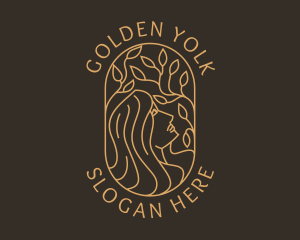 Golden Wellness Lady logo design