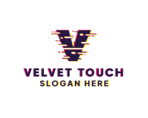 Glitch Tech Letter V logo design