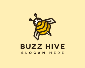 Flying Bee Insect logo design