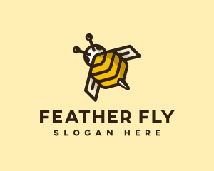 Flying Bee Insect logo design